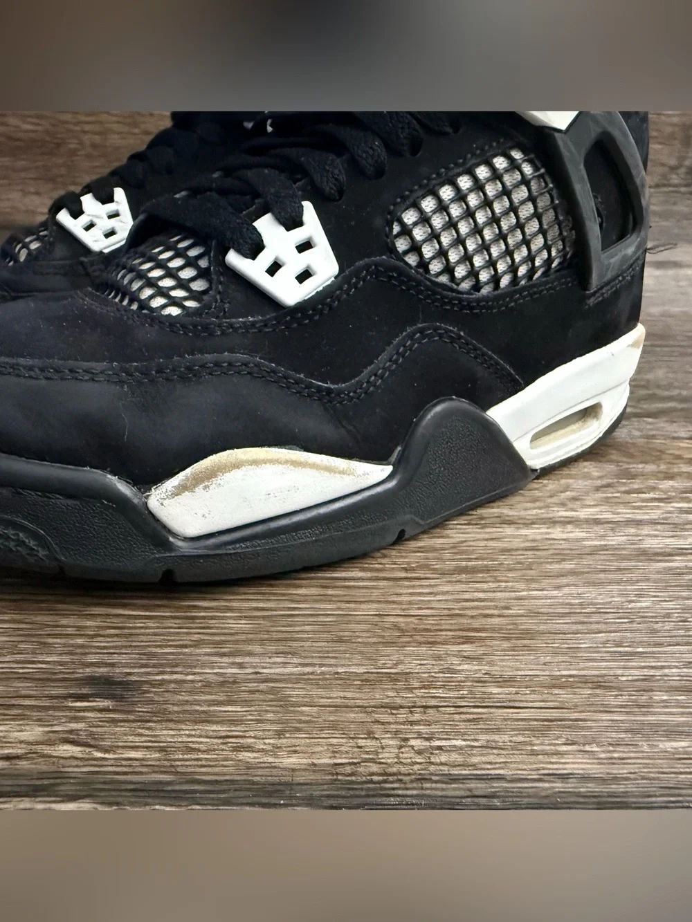 Nike Air Jordan 4 Retro Black White Thunder Kids Size 6.5Y